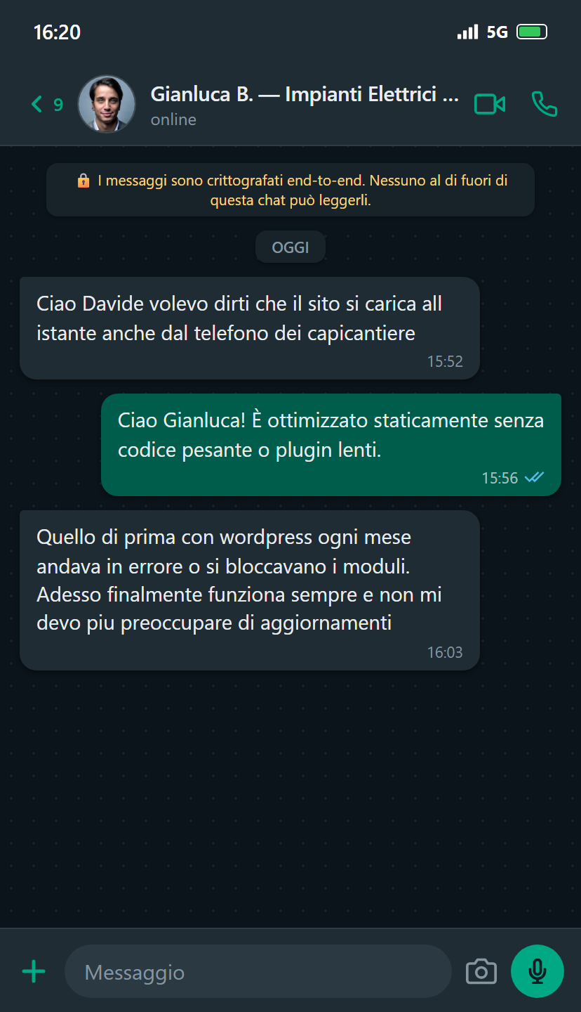Testimonianza Gianluca B. - Impianti Elettrici Industriali
